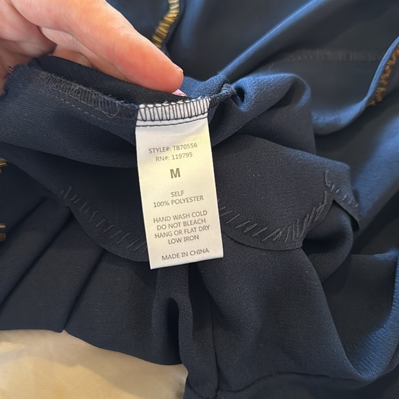 Blue Rain - Navy Beaded Scalloped Blouse - Picture 13 of 13